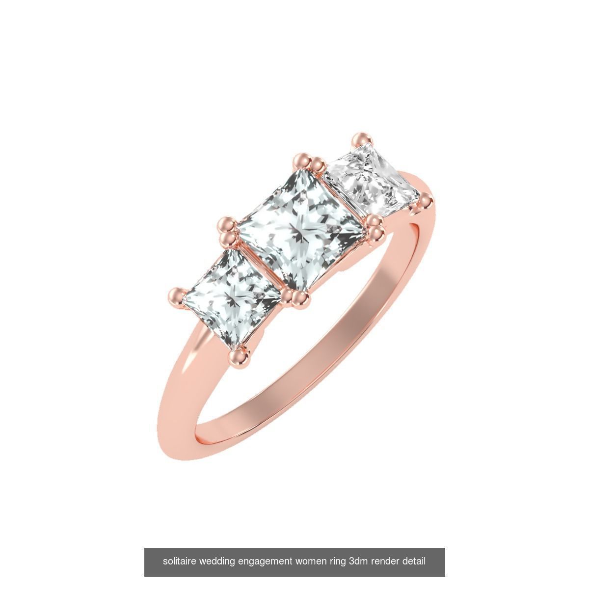 66  Tri-Diamond solitaire wedding engagement women ring 3dm stl  3D Model Collection_21