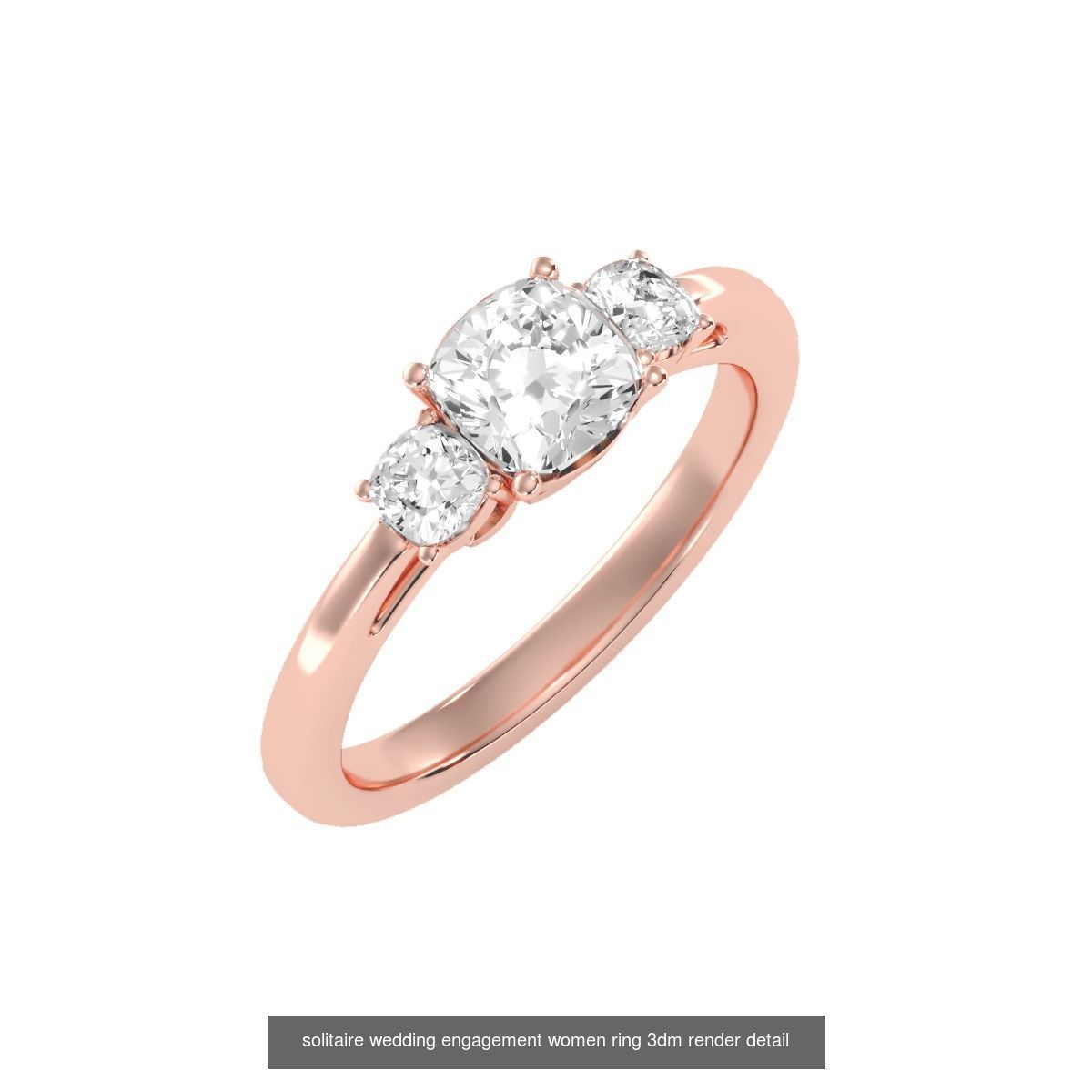 66  Tri-Diamond solitaire wedding engagement women ring 3dm stl  3D Model Collection_47