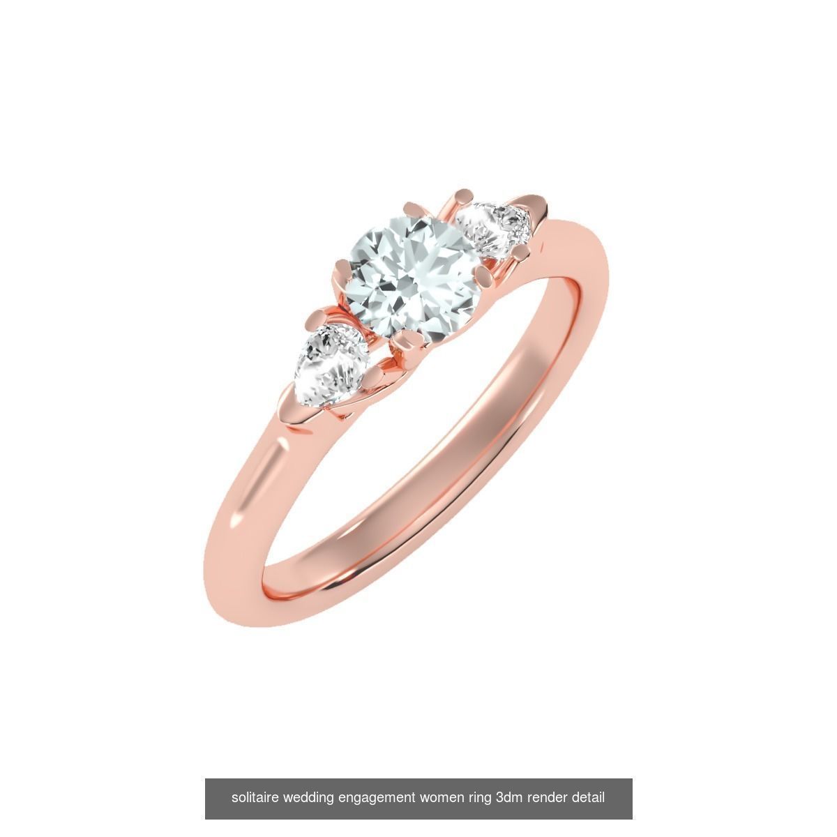 66  Tri-Diamond solitaire wedding engagement women ring 3dm stl  3D Model Collection_65