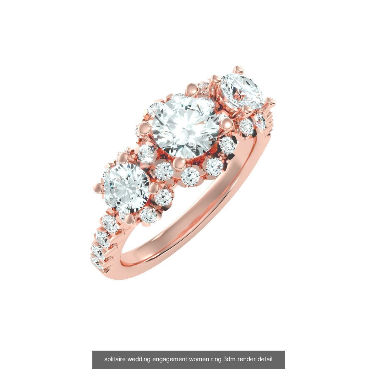 66  Tri-Diamond solitaire wedding engagement women ring 3dm stl  3D Model Collection_49