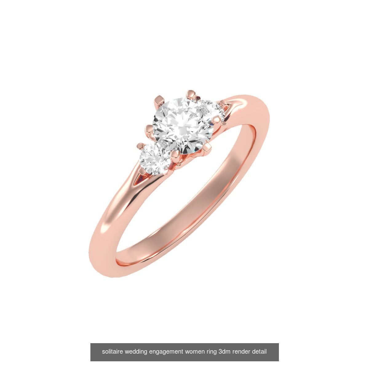 66  Tri-Diamond solitaire wedding engagement women ring 3dm stl  3D Model Collection_68