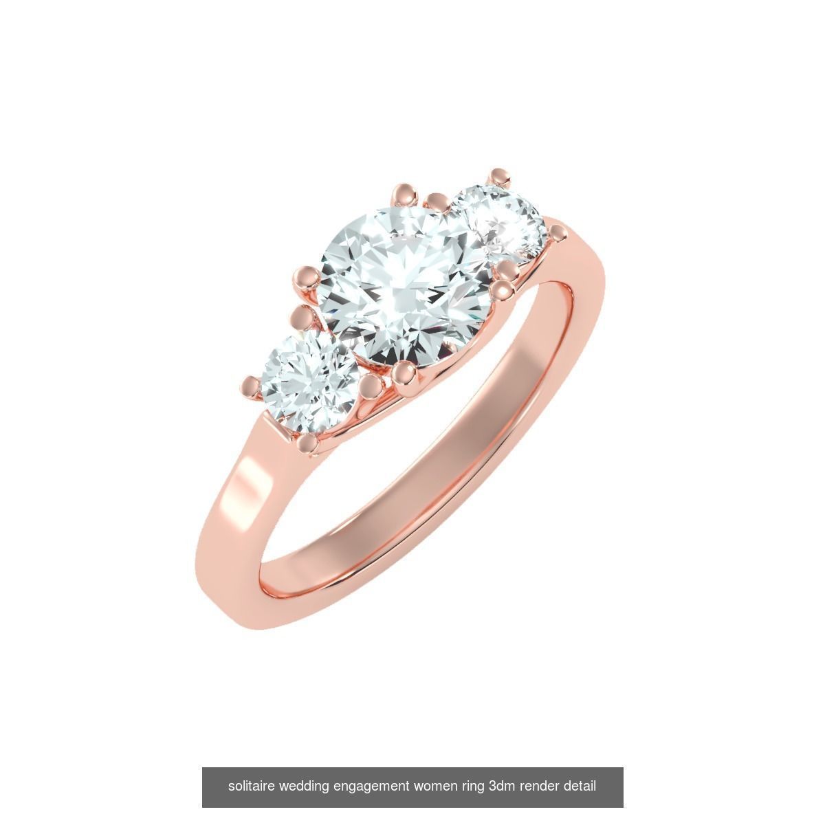 66  Tri-Diamond solitaire wedding engagement women ring 3dm stl  3D Model Collection_31