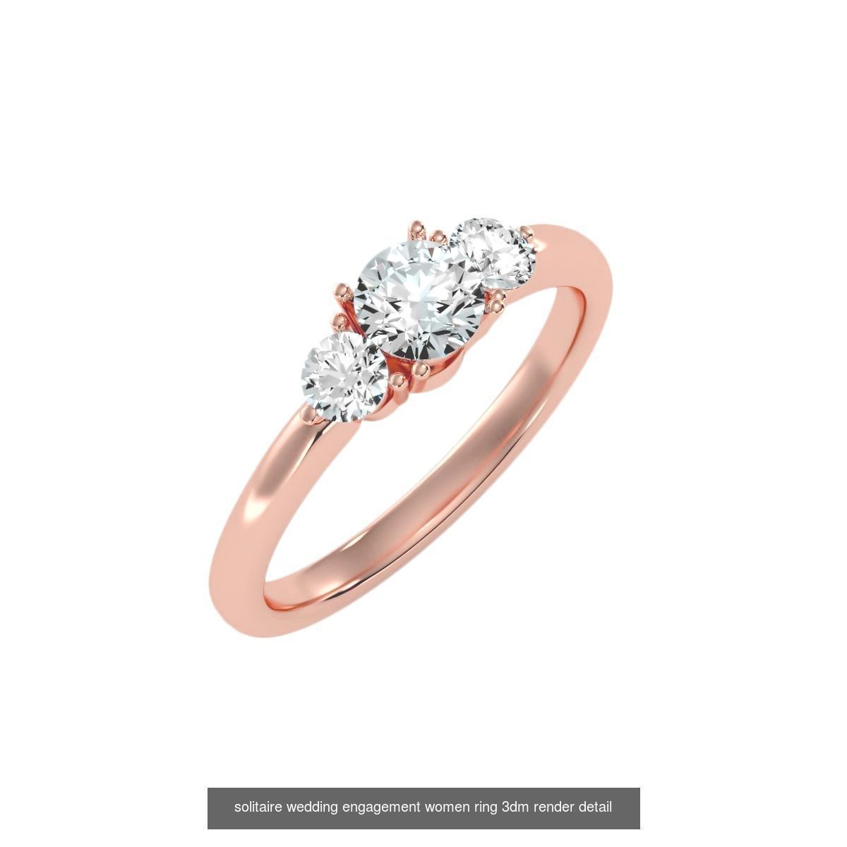 66  Tri-Diamond solitaire wedding engagement women ring 3dm stl  3D Model Collection_62