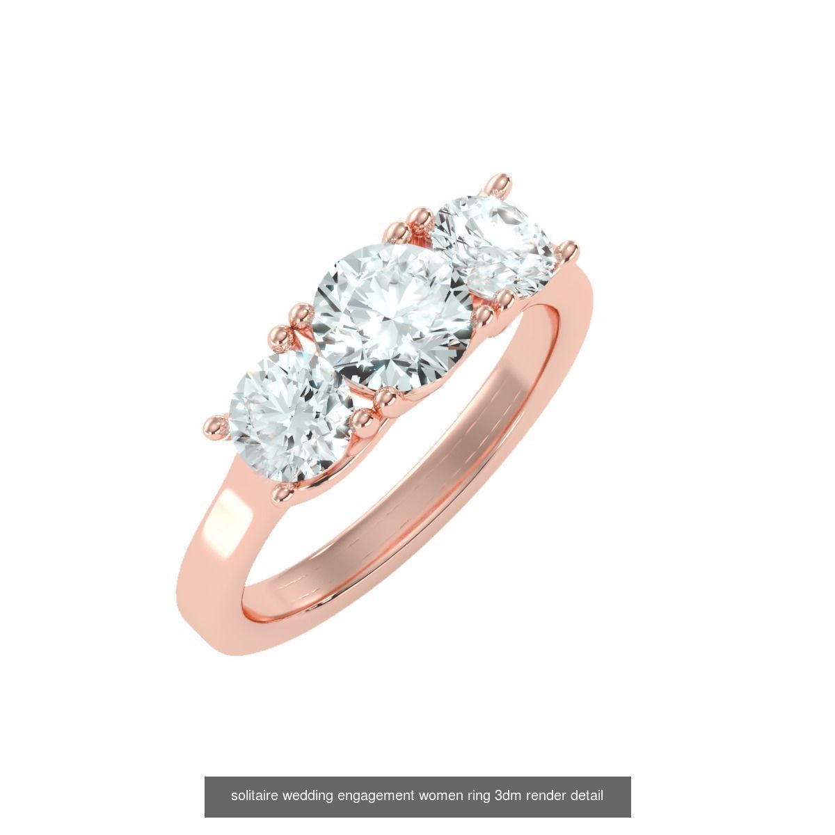 66  Tri-Diamond solitaire wedding engagement women ring 3dm stl  3D Model Collection_20