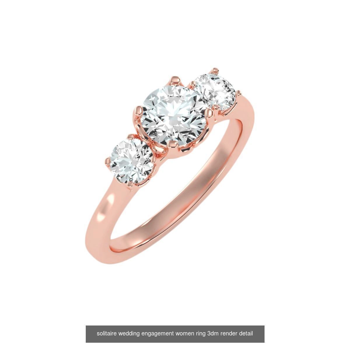 66  Tri-Diamond solitaire wedding engagement women ring 3dm stl  3D Model Collection_28