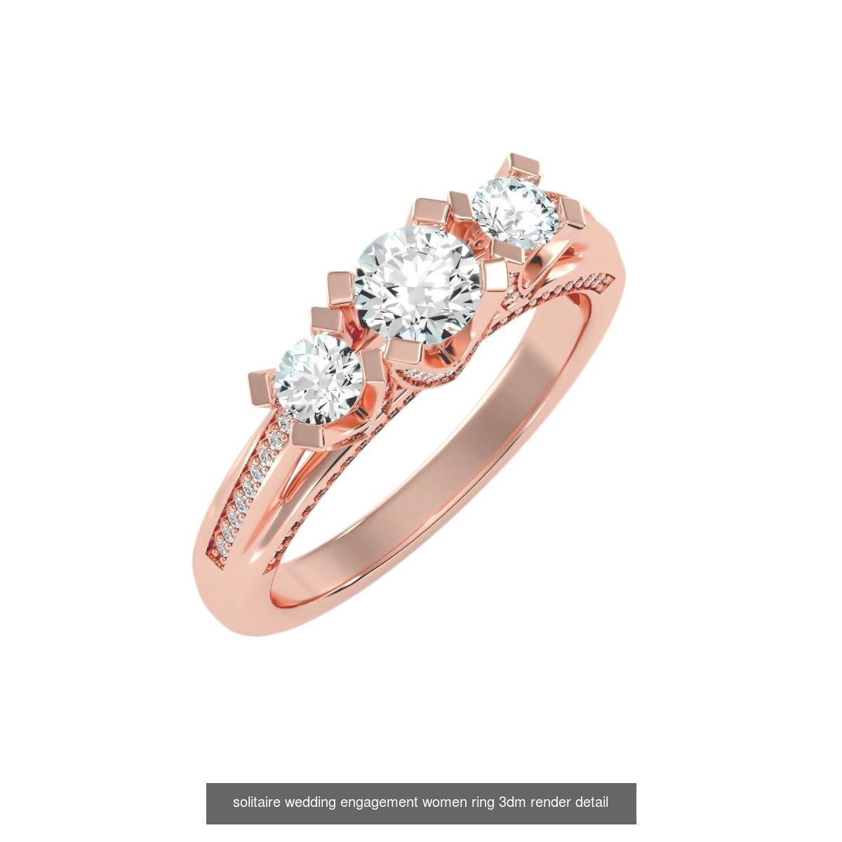 66  Tri-Diamond solitaire wedding engagement women ring 3dm stl  3D Model Collection_55