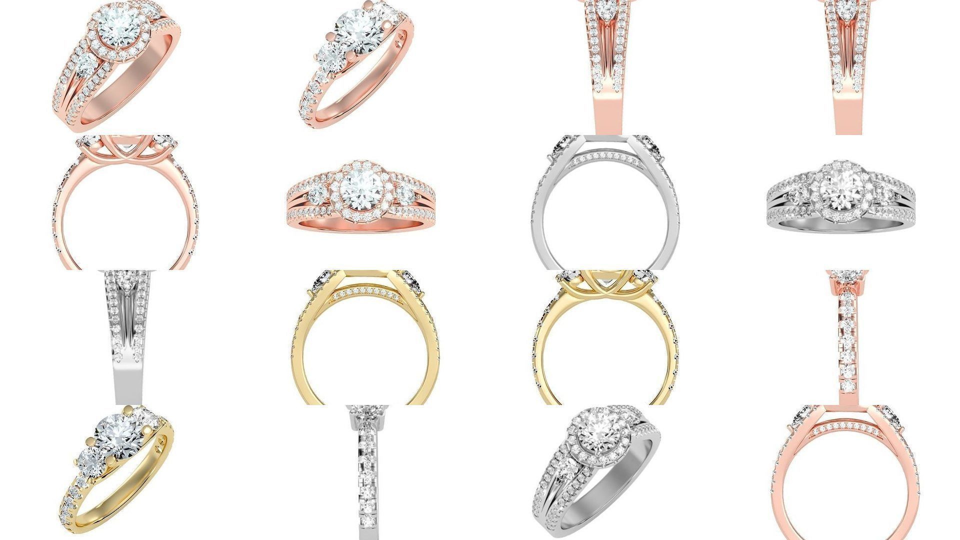 66  Tri-Diamond solitaire wedding engagement women ring 3dm stl  3D Model Collection_4
