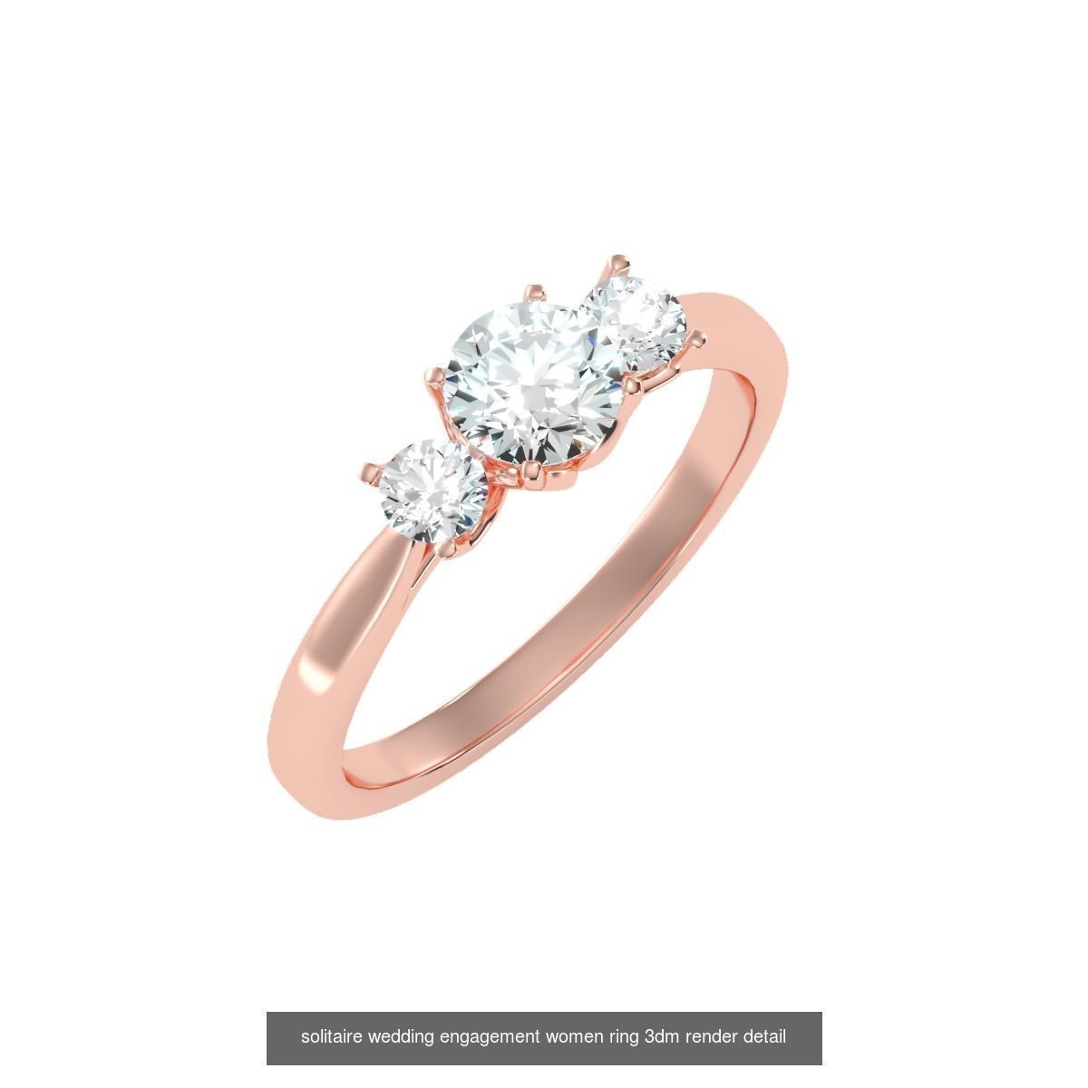 66  Tri-Diamond solitaire wedding engagement women ring 3dm stl  3D Model Collection_11