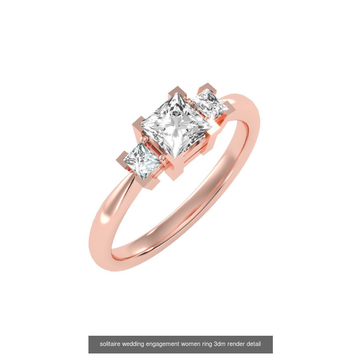 66  Tri-Diamond solitaire wedding engagement women ring 3dm stl  3D Model Collection_42