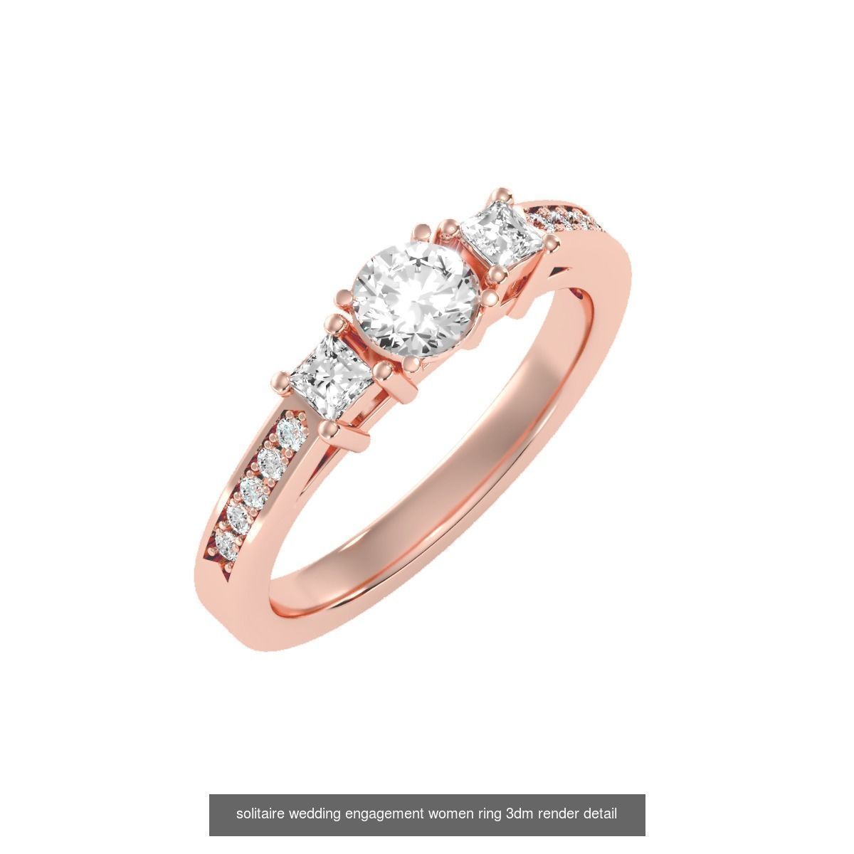 66  Tri-Diamond solitaire wedding engagement women ring 3dm stl  3D Model Collection_32