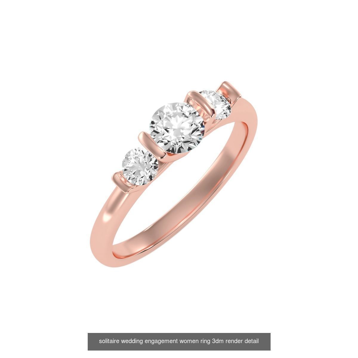 66  Tri-Diamond solitaire wedding engagement women ring 3dm stl  3D Model Collection_60