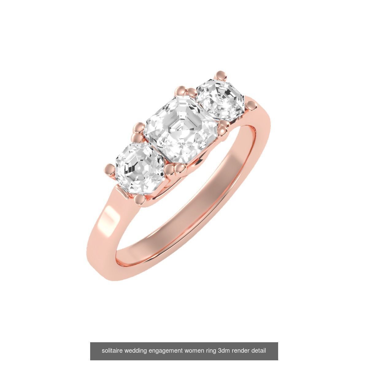 66  Tri-Diamond solitaire wedding engagement women ring 3dm stl  3D Model Collection_48