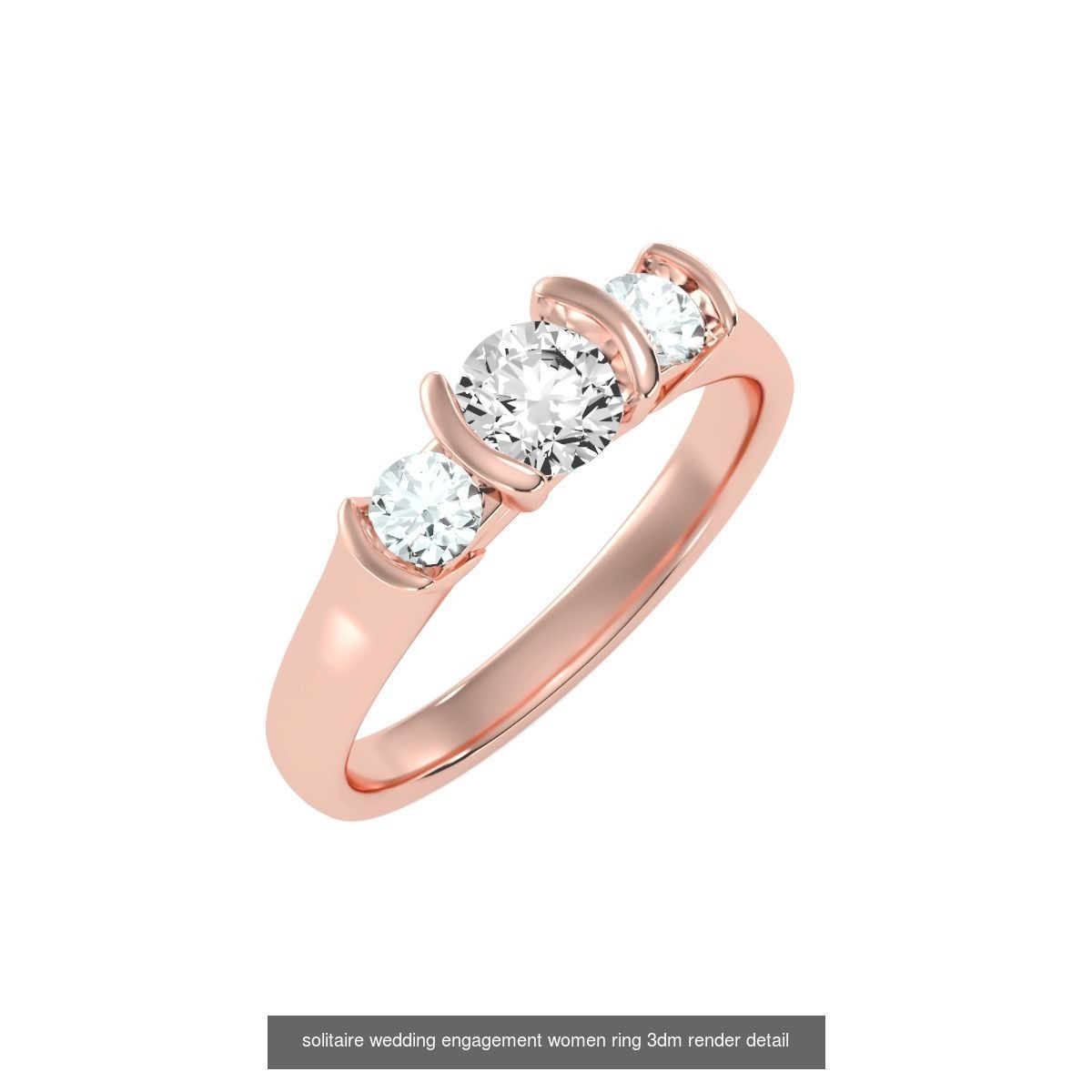 66  Tri-Diamond solitaire wedding engagement women ring 3dm stl  3D Model Collection_58