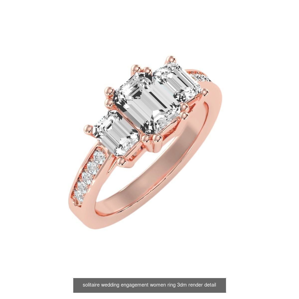 66  Tri-Diamond solitaire wedding engagement women ring 3dm stl  3D Model Collection_44