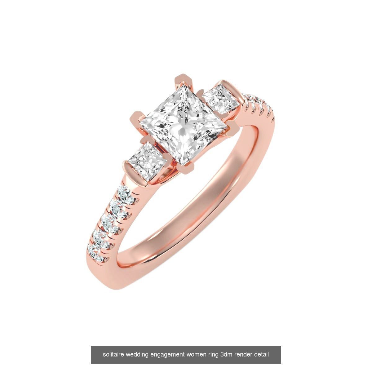 66  Tri-Diamond solitaire wedding engagement women ring 3dm stl  3D Model Collection_37