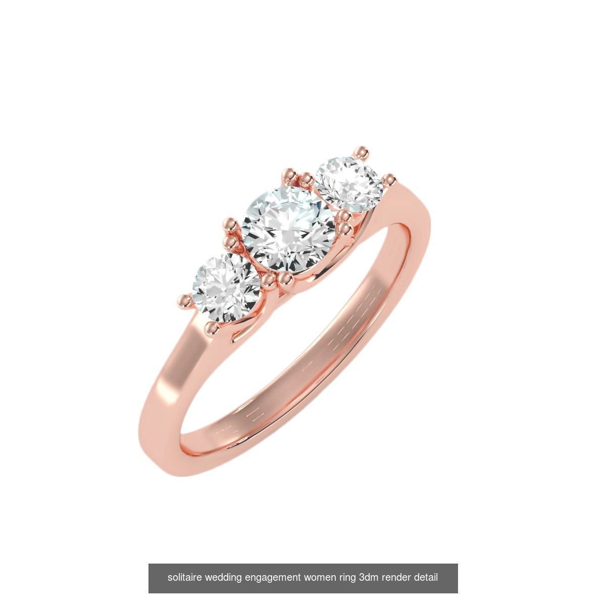 66  Tri-Diamond solitaire wedding engagement women ring 3dm stl  3D Model Collection_63