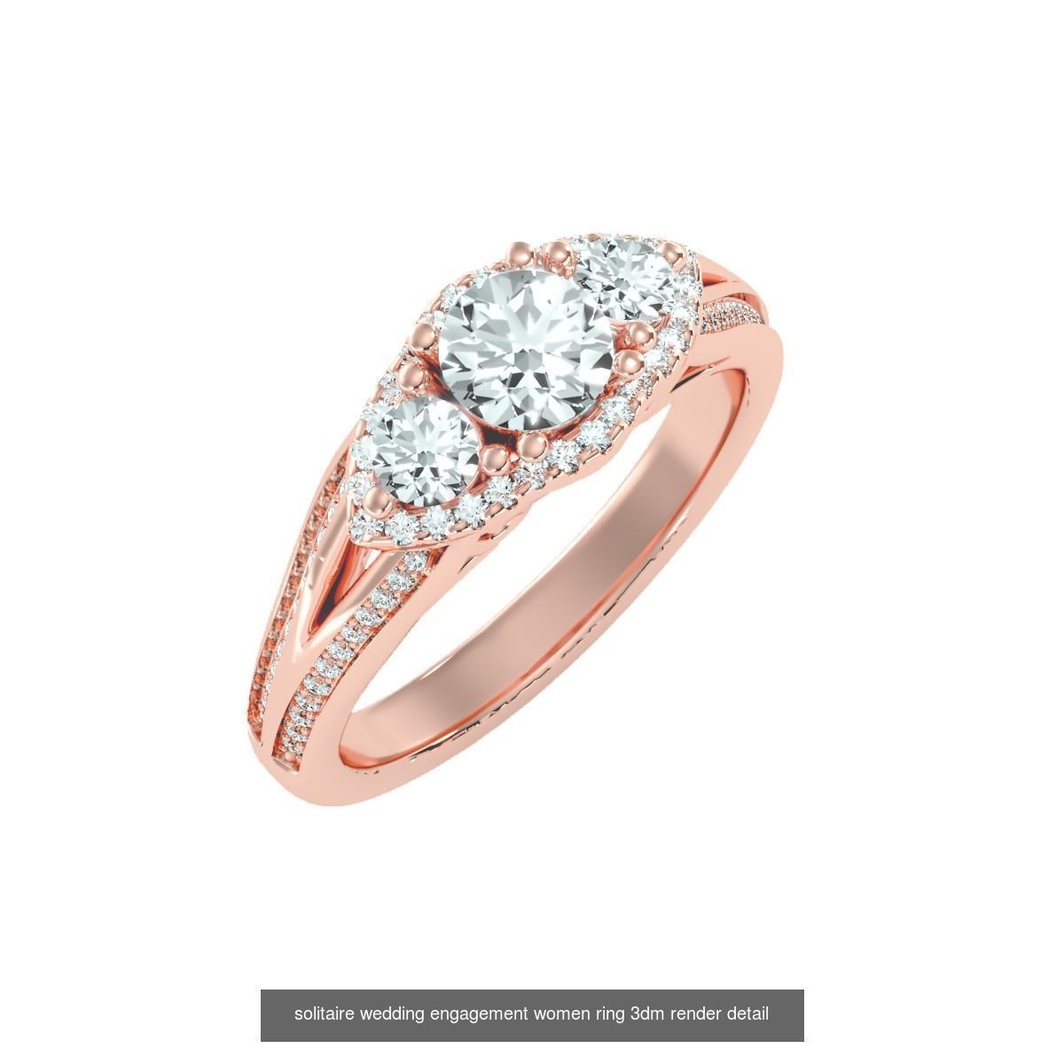 66  Tri-Diamond solitaire wedding engagement women ring 3dm stl  3D Model Collection_53