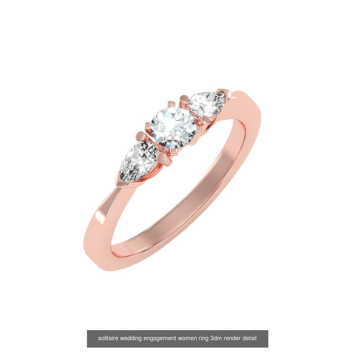 66  Tri-Diamond solitaire wedding engagement women ring 3dm stl  3D Model Collection_33