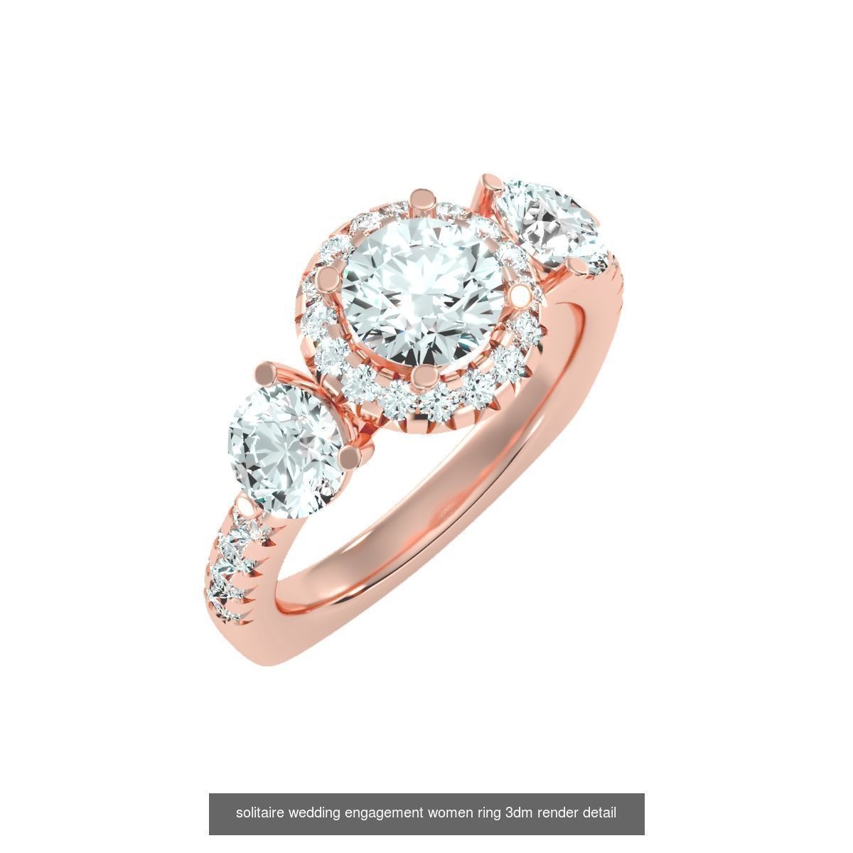 66  Tri-Diamond solitaire wedding engagement women ring 3dm stl  3D Model Collection_50