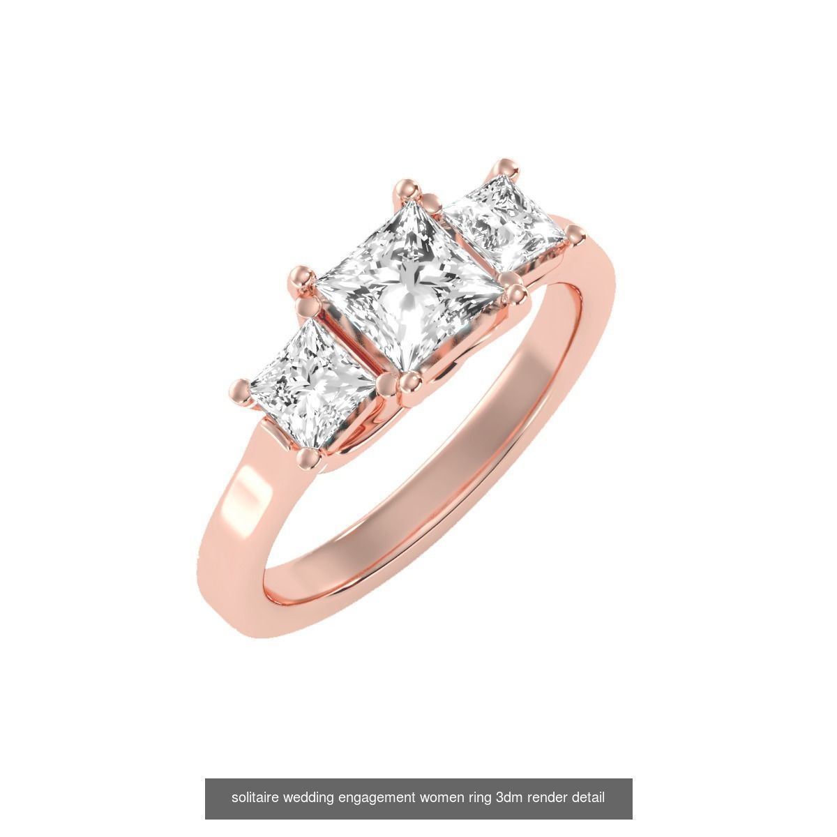 66  Tri-Diamond solitaire wedding engagement women ring 3dm stl  3D Model Collection_40