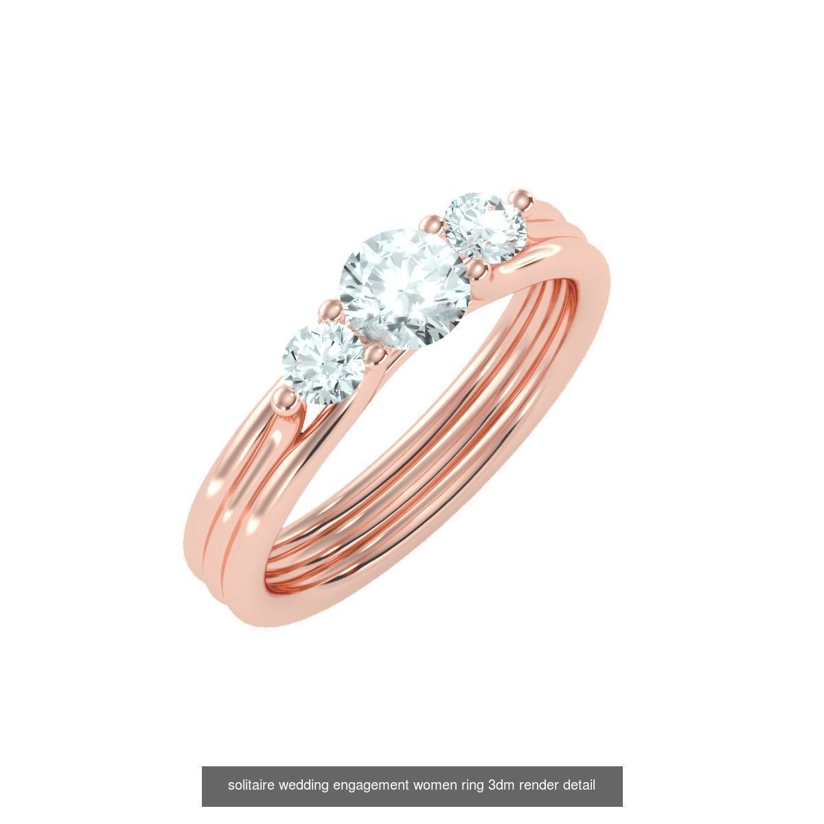 66  Tri-Diamond solitaire wedding engagement women ring 3dm stl  3D Model Collection_15