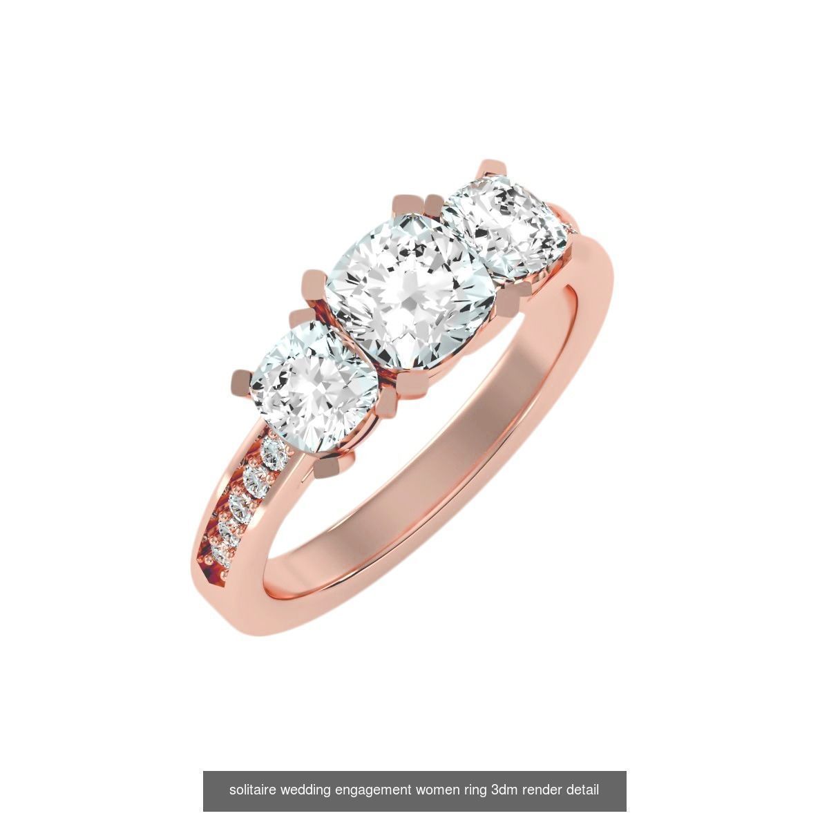 66  Tri-Diamond solitaire wedding engagement women ring 3dm stl  3D Model Collection_45