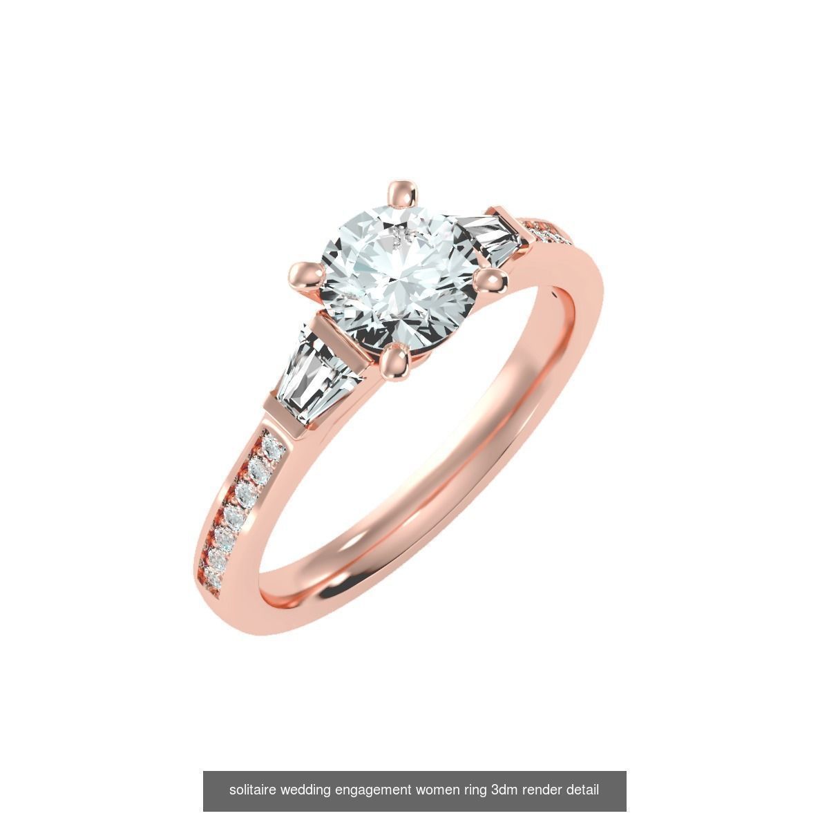 66  Tri-Diamond solitaire wedding engagement women ring 3dm stl  3D Model Collection_22