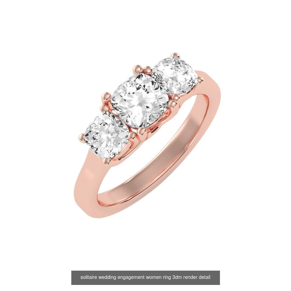 66  Tri-Diamond solitaire wedding engagement women ring 3dm stl  3D Model Collection_46
