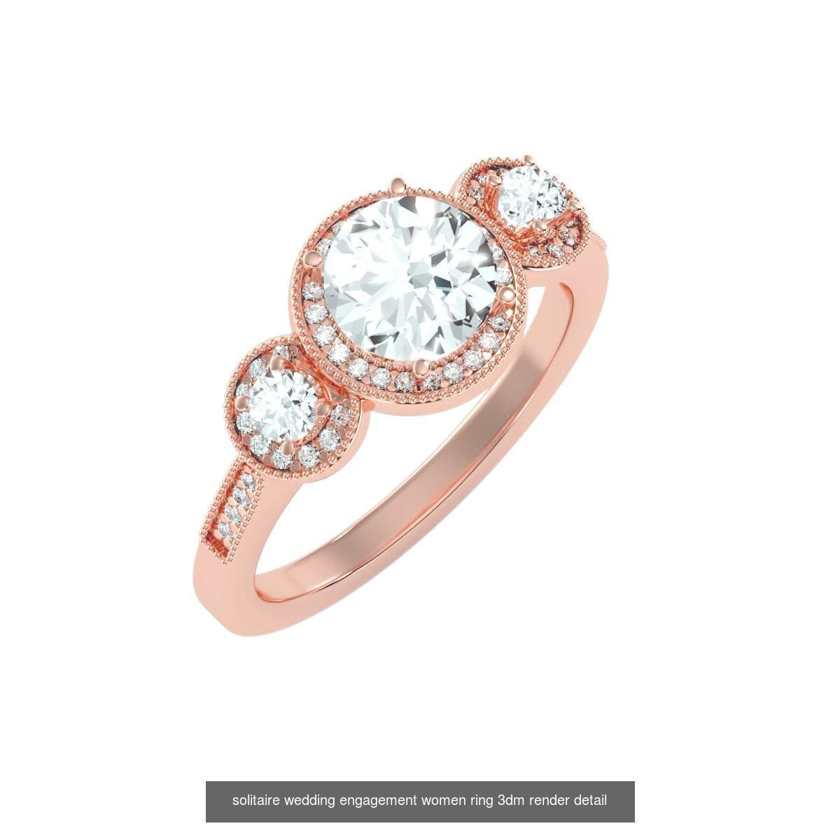 66  Tri-Diamond solitaire wedding engagement women ring 3dm stl  3D Model Collection_29