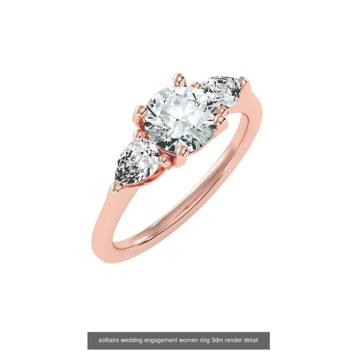 66  Tri-Diamond solitaire wedding engagement women ring 3dm stl  3D Model Collection_23