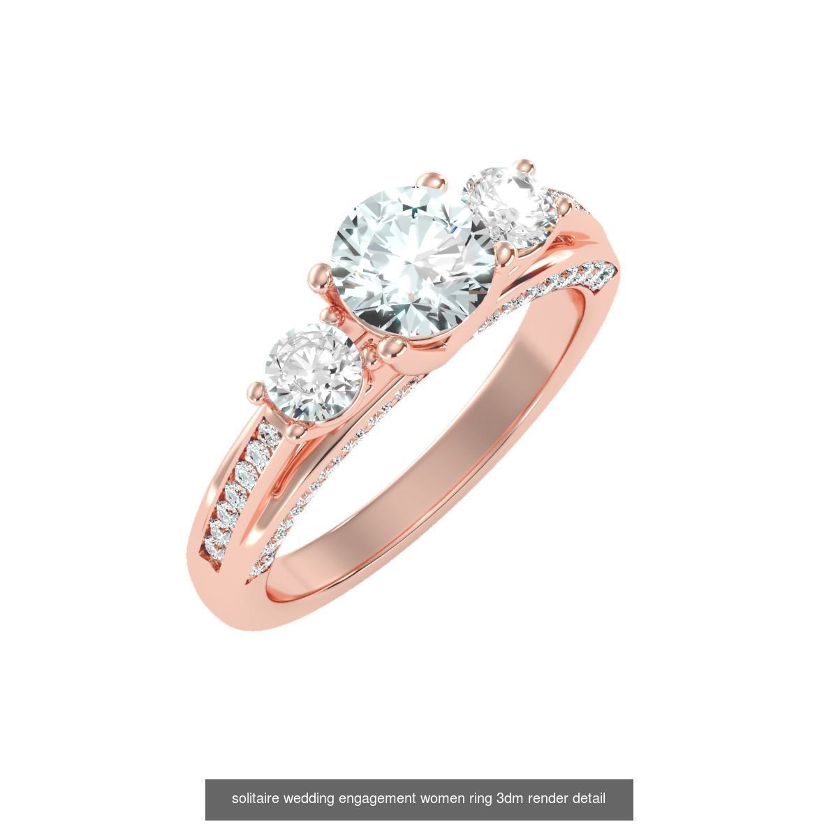 66  Tri-Diamond solitaire wedding engagement women ring 3dm stl  3D Model Collection_17