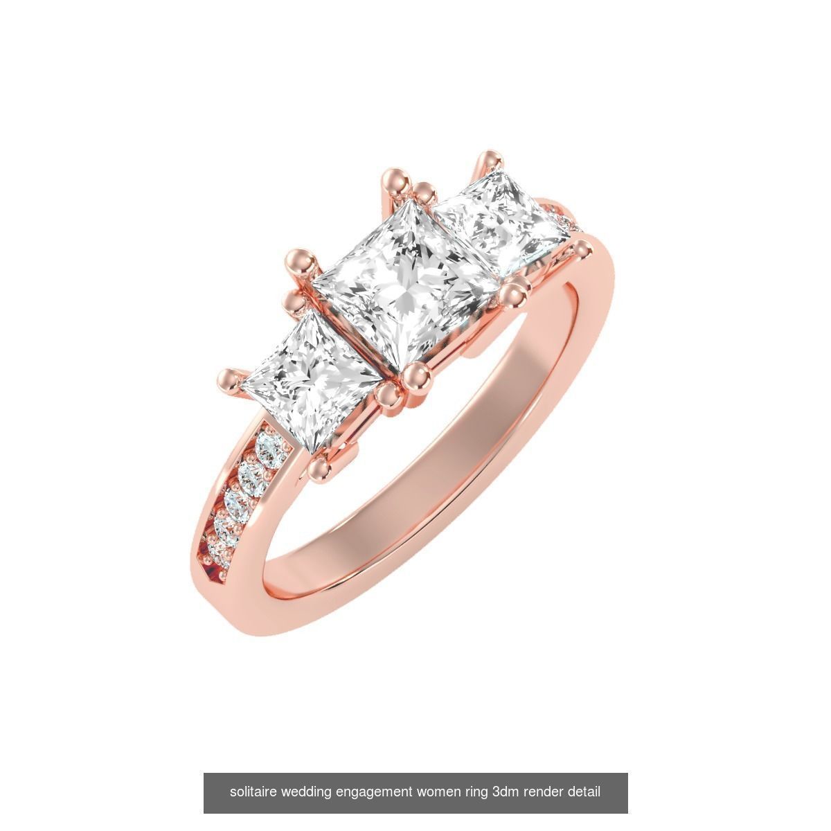 66  Tri-Diamond solitaire wedding engagement women ring 3dm stl  3D Model Collection_39