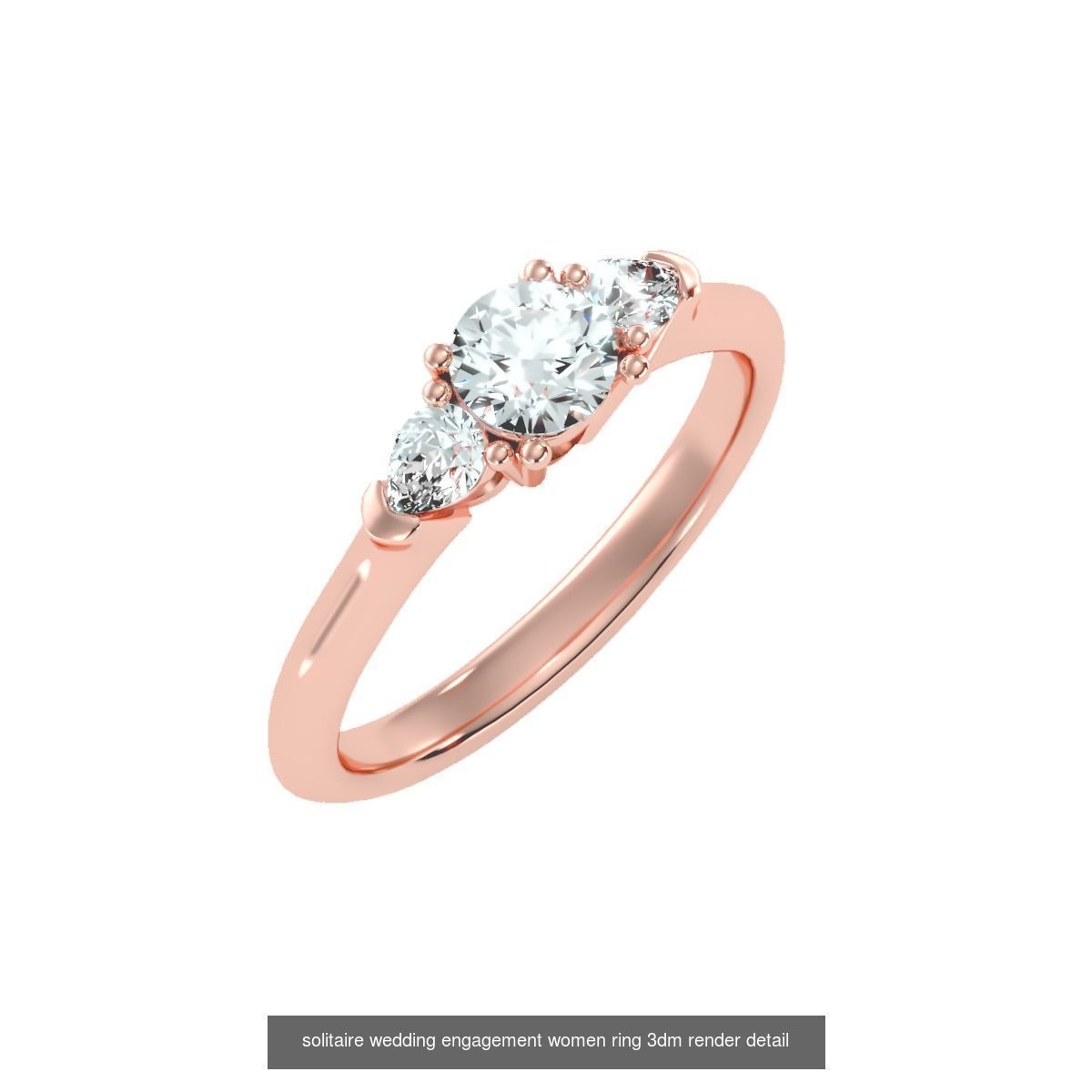 66  Tri-Diamond solitaire wedding engagement women ring 3dm stl  3D Model Collection_64