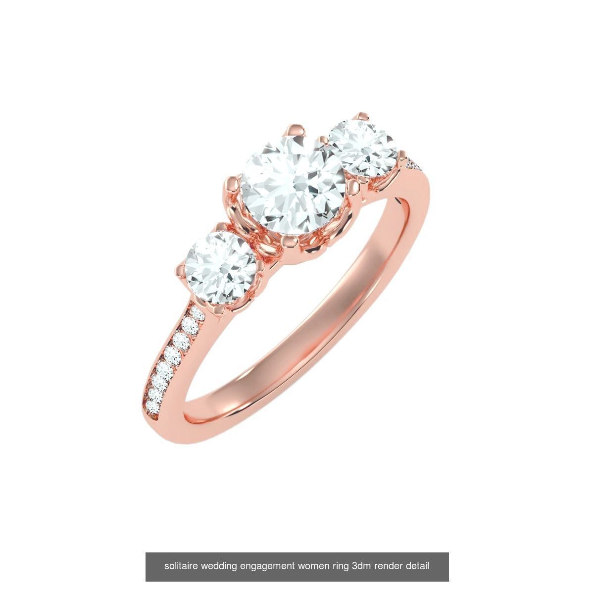 66  Tri-Diamond solitaire wedding engagement women ring 3dm stl  3D Model Collection_25