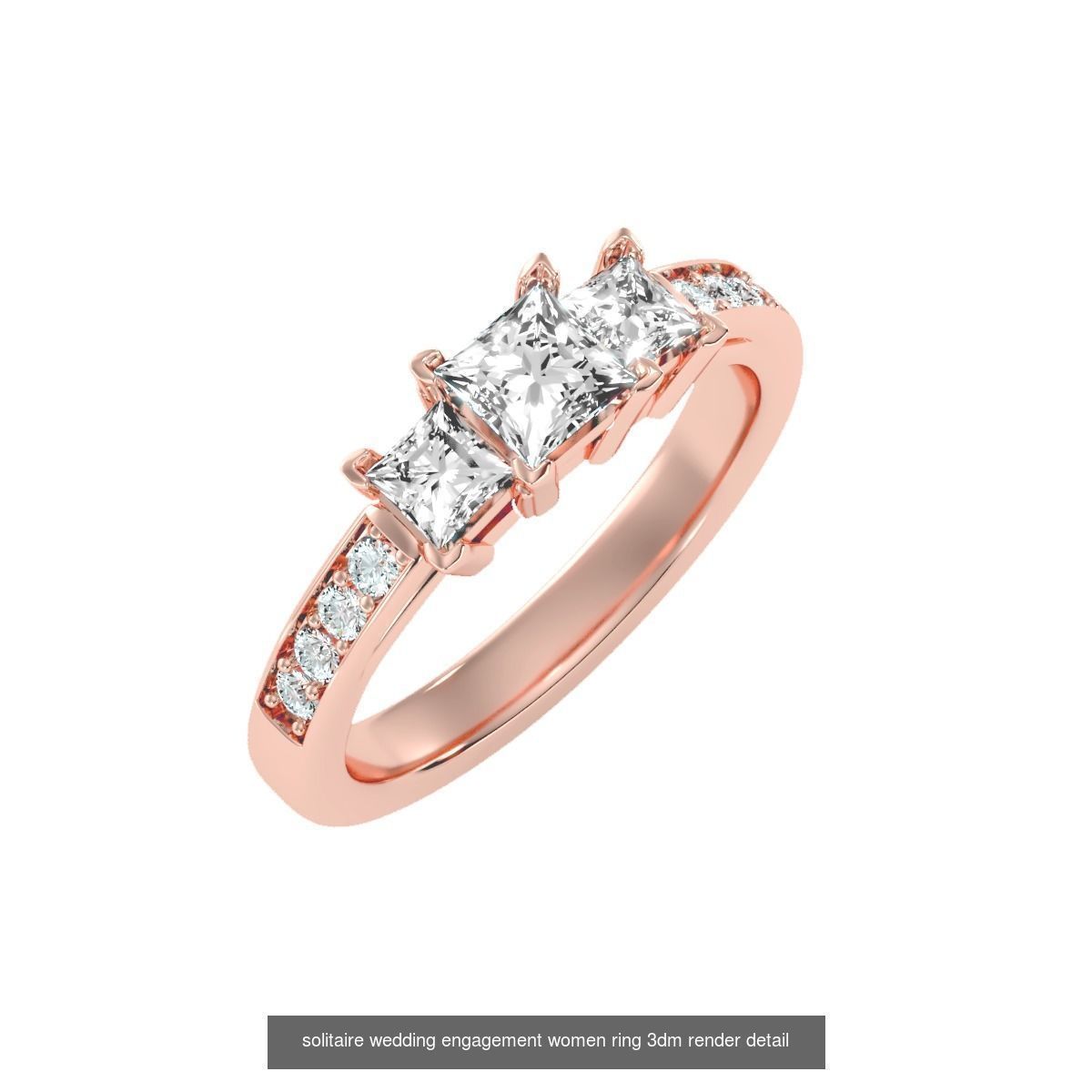 66  Tri-Diamond solitaire wedding engagement women ring 3dm stl  3D Model Collection_41