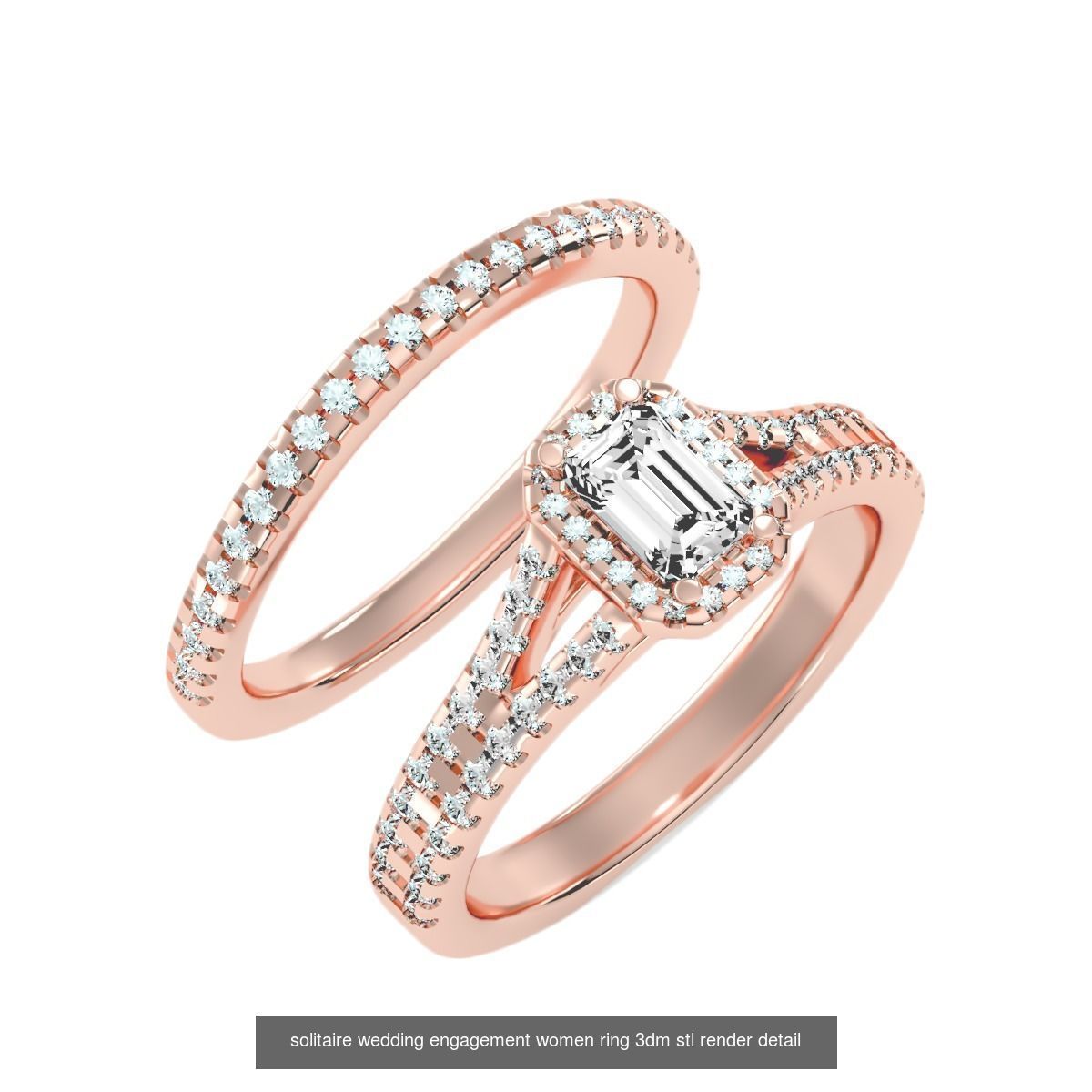 22 Solitaire Ring and Half Eternity Rings 3dm stl render 3D Model Collection_24