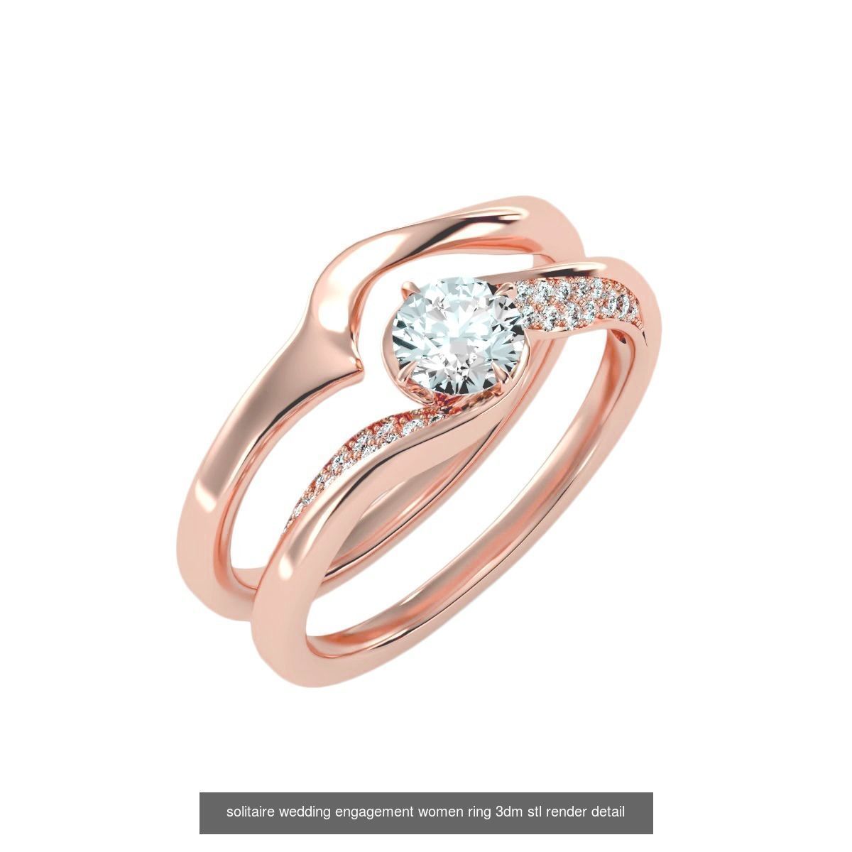 22 Solitaire Ring and Half Eternity Rings 3dm stl render 3D Model Collection_12