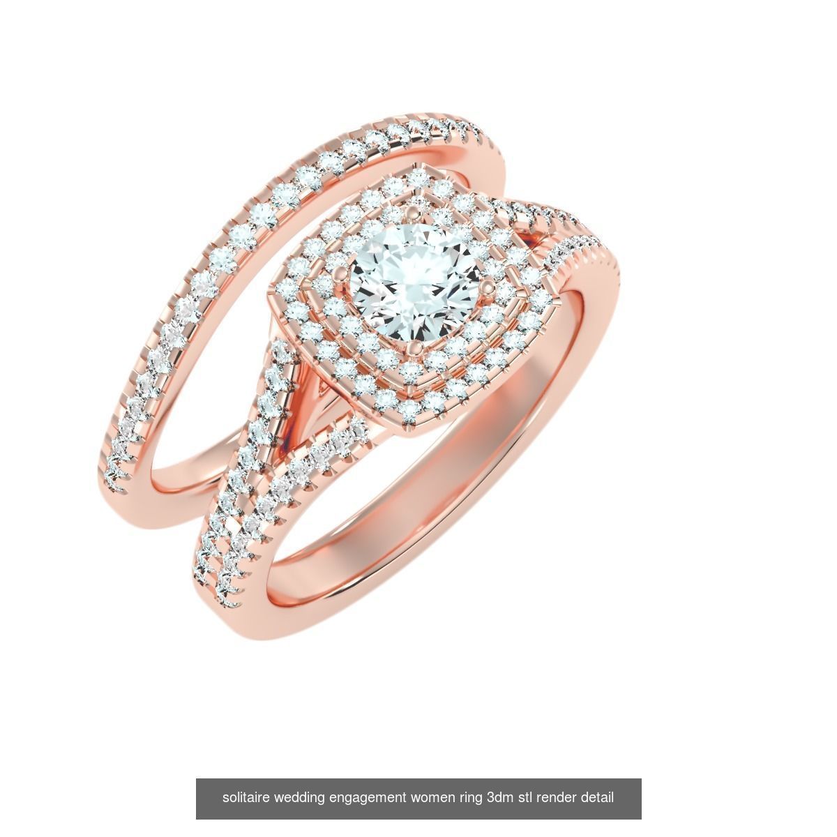 22 Solitaire Ring and Half Eternity Rings 3dm stl render 3D Model Collection_19