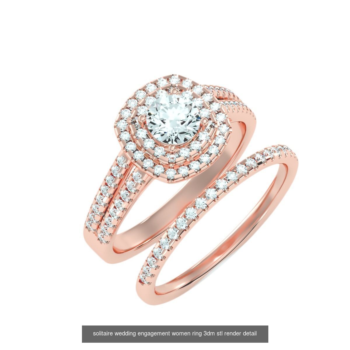 22 Solitaire Ring and Half Eternity Rings 3dm stl render 3D Model Collection_21