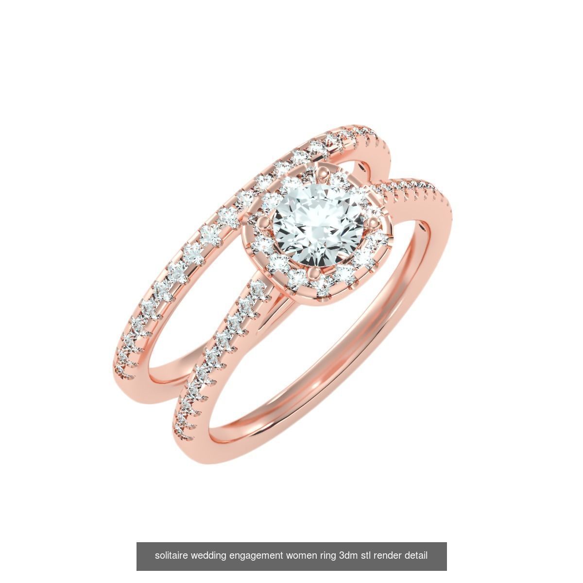 22 Solitaire Ring and Half Eternity Rings 3dm stl render 3D Model Collection_20