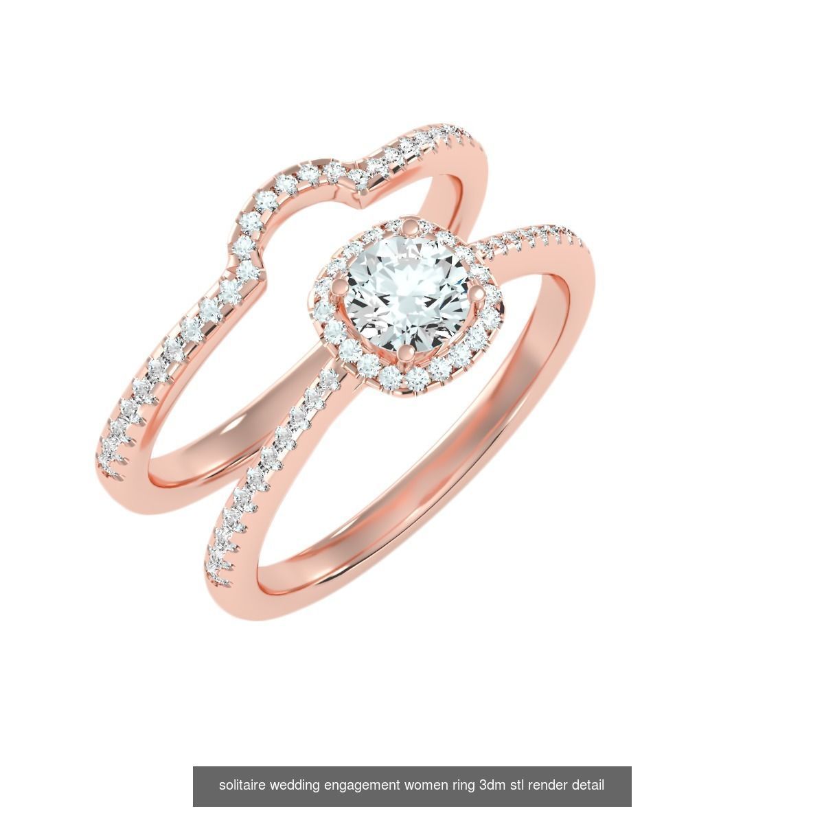 22 Solitaire Ring and Half Eternity Rings 3dm stl render 3D Model Collection_13