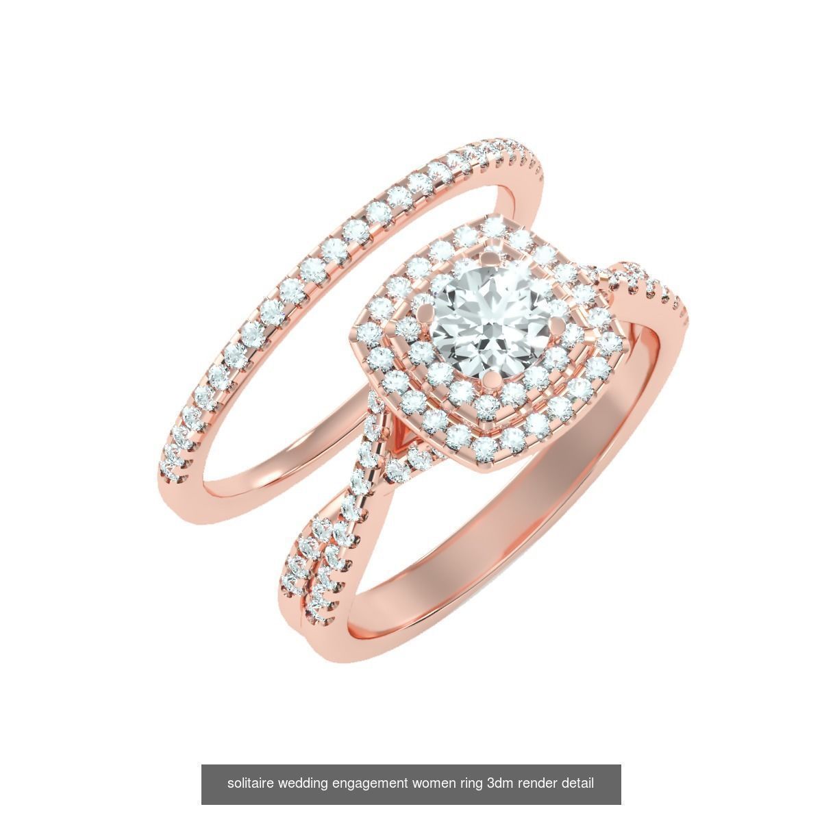 22 Solitaire Ring and Half Eternity Rings 3dm stl render 3D Model Collection_4