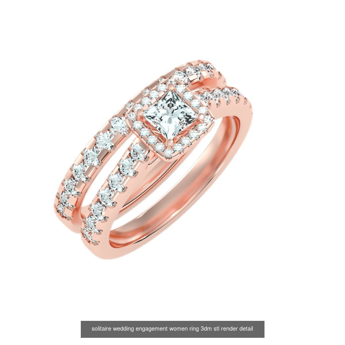 22 Solitaire Ring and Half Eternity Rings 3dm stl render 3D Model Collection_22