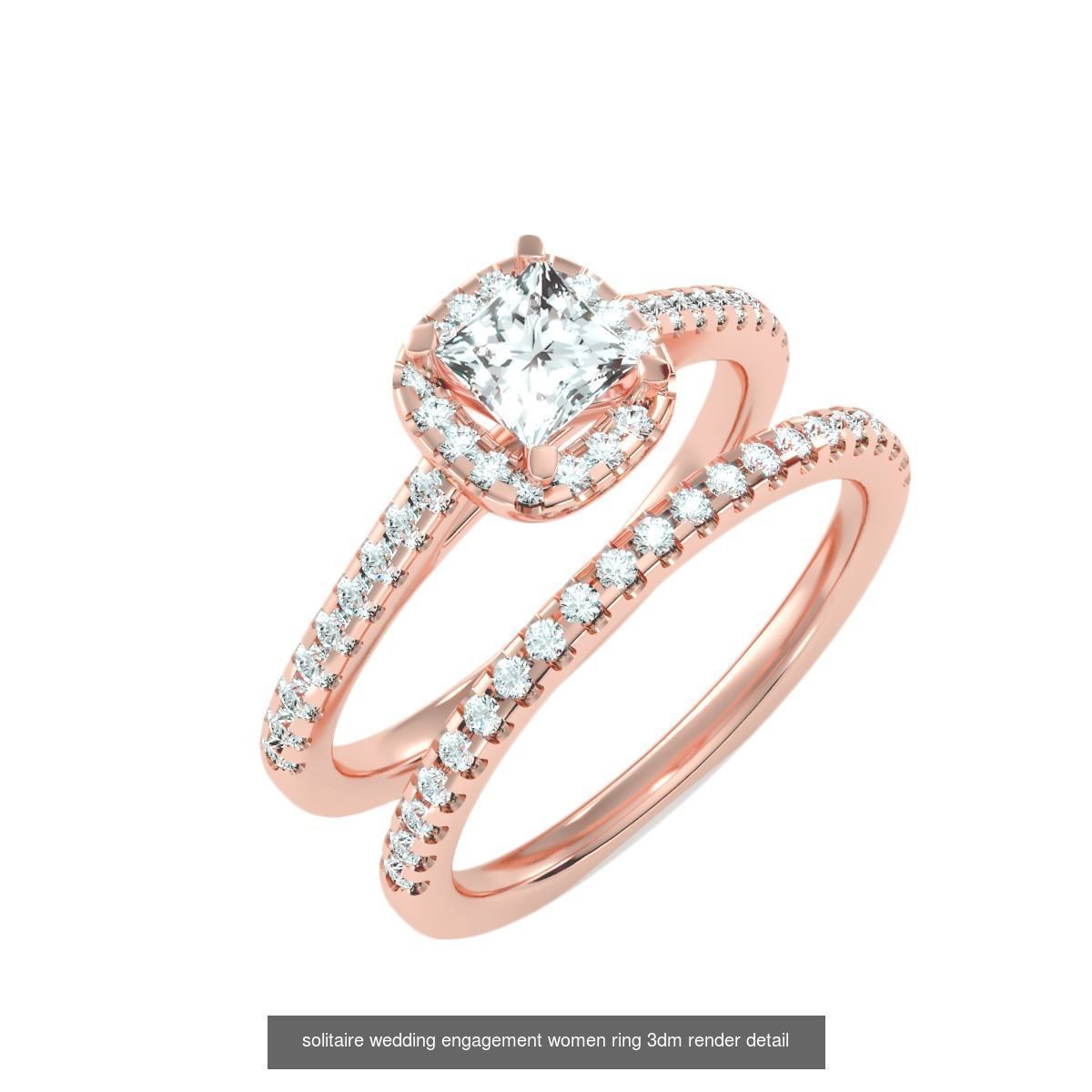 22 Solitaire Ring and Half Eternity Rings 3dm stl render 3D Model Collection_10