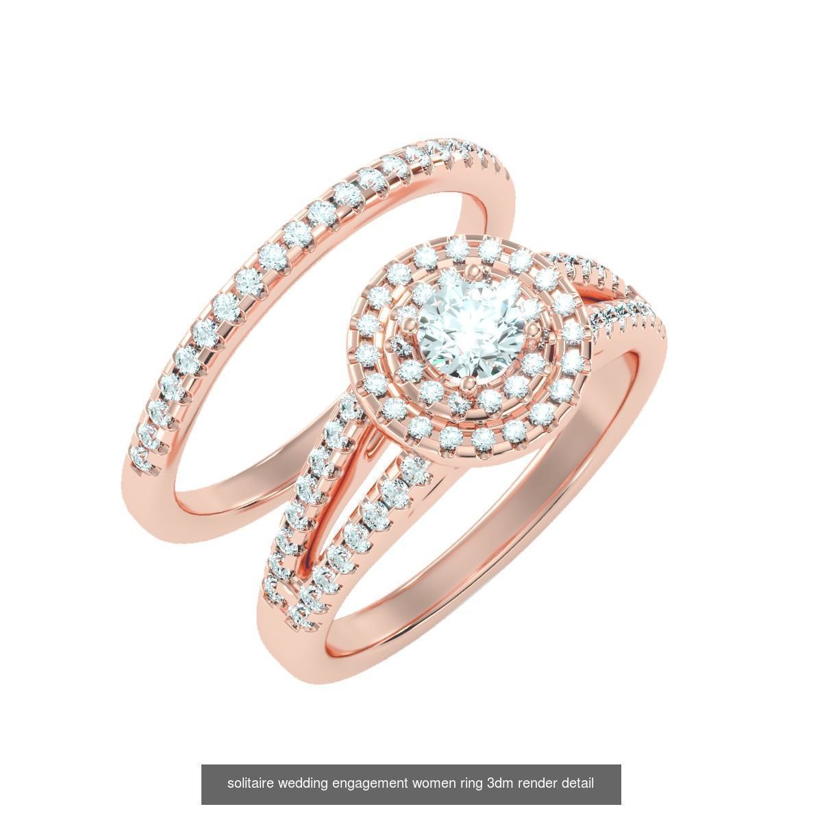 22 Solitaire Ring and Half Eternity Rings 3dm stl render 3D Model Collection_5