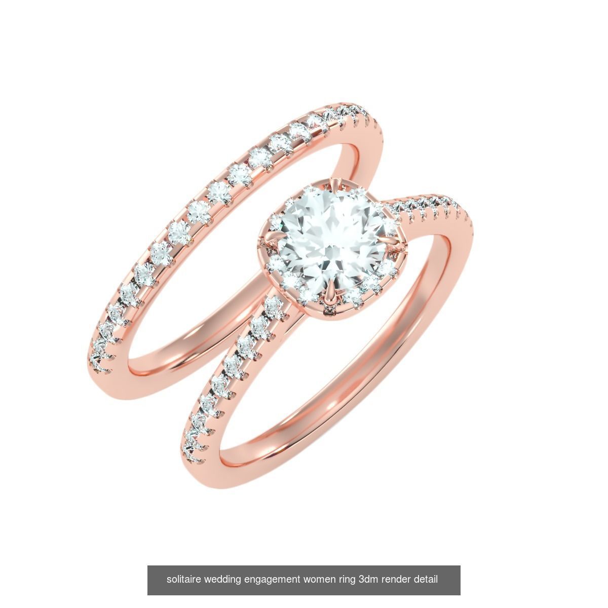 22 Solitaire Ring and Half Eternity Rings 3dm stl render 3D Model Collection_9