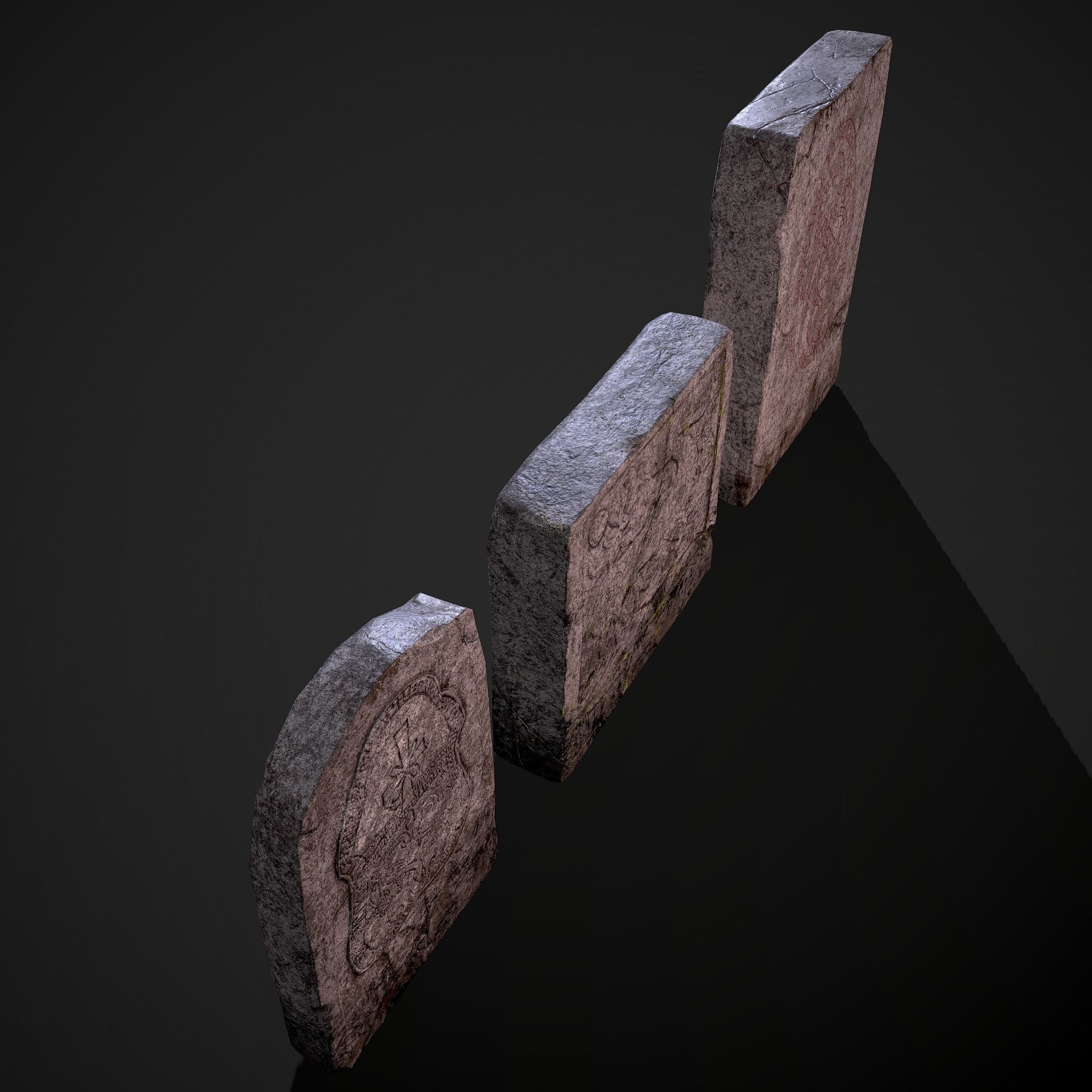 Grave Stones 3 Pack 3D Model Collection_8