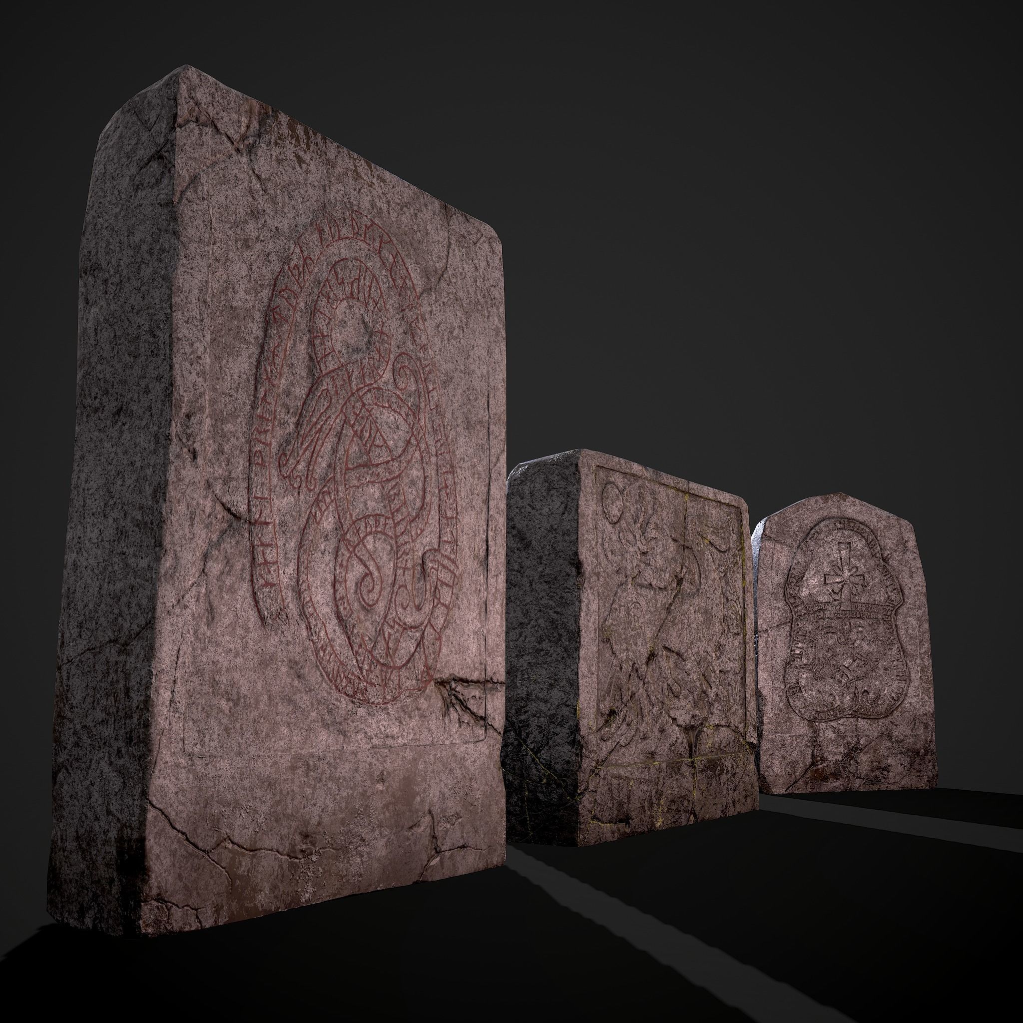 Grave Stones 3 Pack 3D Model Collection_12