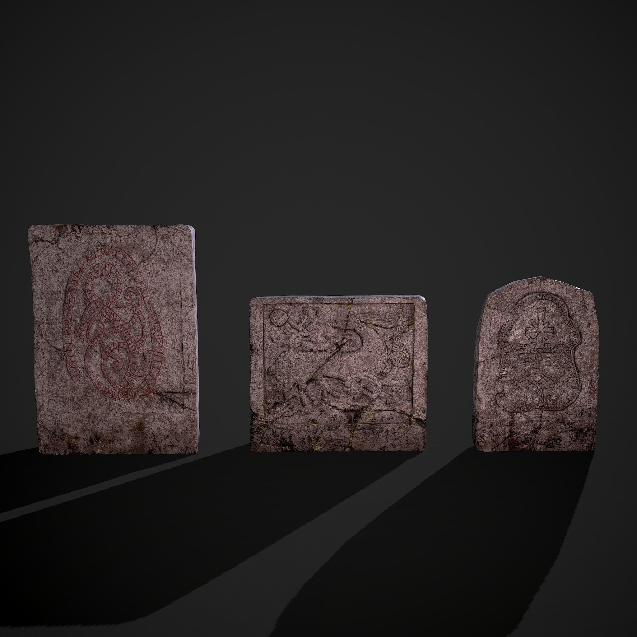 Grave Stones 3 Pack 3D Model Collection_4
