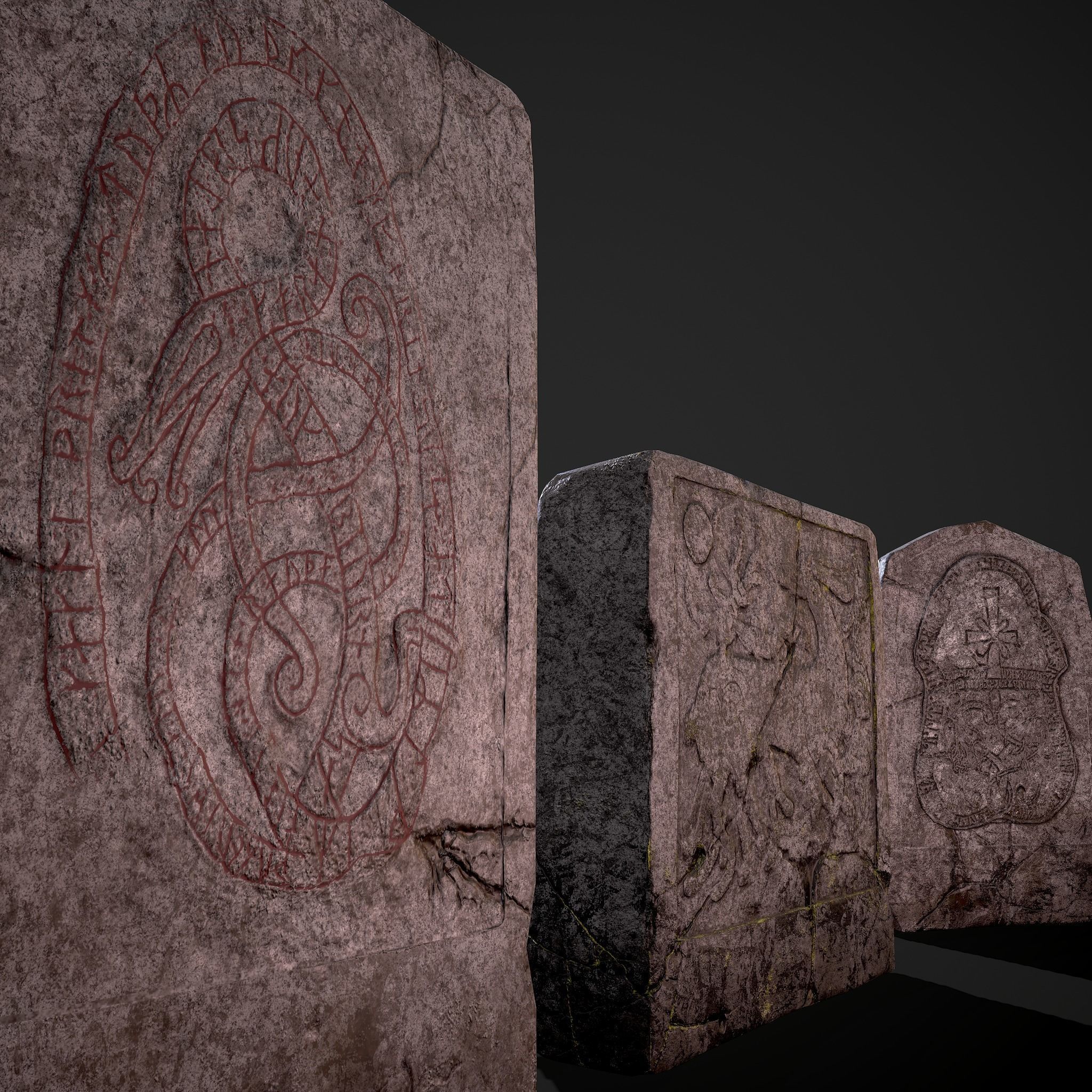 Grave Stones 3 Pack 3D Model Collection_14
